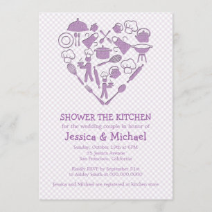 Invitación Púrpura Lilac Boda Ducha Pareja   Cocina