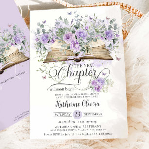 Invitación Púrpura Lilac Floral Libro Próximo Capítulo Novia