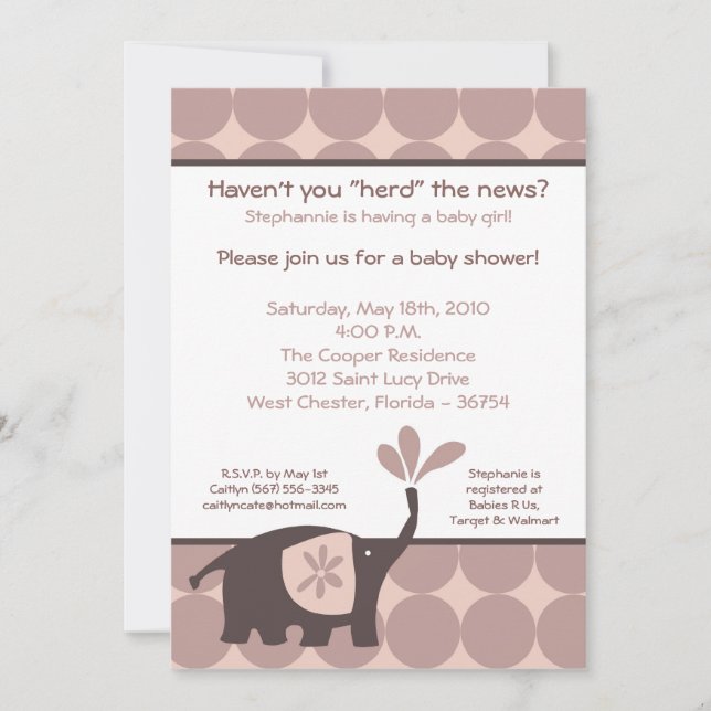 invitación púrpura linda de Baby Shower del (Anverso)
