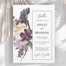 Invitación Púrpura Loro Boho Boda floral tropical