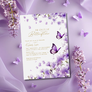 Invitación Púrpura Me Da Mariposas Ducha De Novia