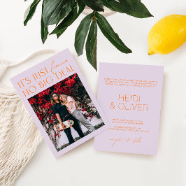 Invitación Púrpura Mínima Moderna Y Boda Naranja Vibrante En