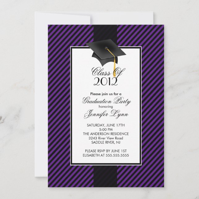 Invitación púrpura moderna de la fiesta de (Anverso)