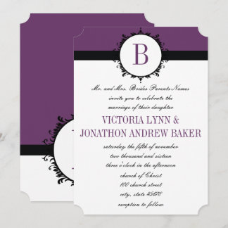 Invitación Púrpura o cualquier Boda monograma de color