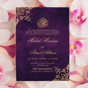 Invitación Púrpura, oro Motif oriental Boda musulmán islámico