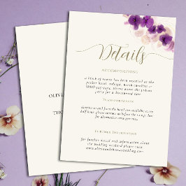 Invitación Púrpura Orquídeas Ecru Elegant Wedant Enclosure Ca
