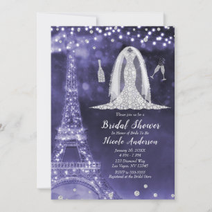 Invitación Púrpura París Noche Diamante Vestido Británico Duc