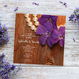 Invitación Púrpura Periwinkle Barn Madera País Ducha Parejas