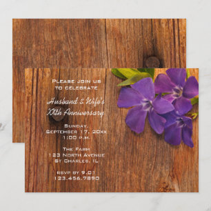Invitación Púrpura Periwinkle y Fiesta del Aniversario de la