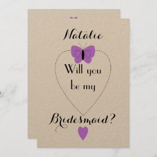 Invitación Púrpura personalizado ¿Serás mi dama de honor?