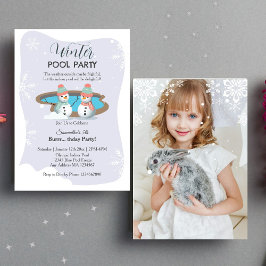 Invitación Púrpura piscina de invierno foto de fiesta de cump