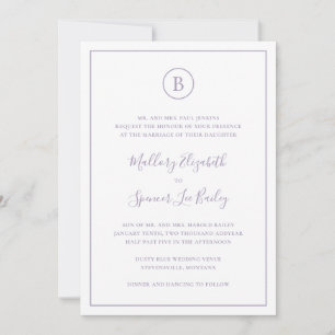 Invitación Púrpura Polvoriento Tradicional En Un Boda