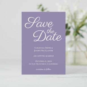 Invitación Púrpura Polvoriento y Elegante Ahorra la Fecha en 
