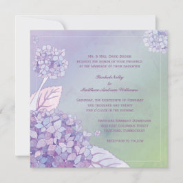 Invitación Púrpura por la noche Hydrangeas Ombre Boda