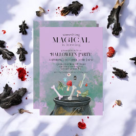 Invitación Púrpura Potions & Spells Wites Cauldron Halloween