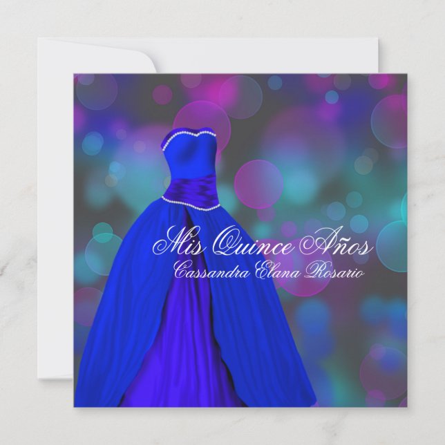 Invitación Púrpura Púrpura Azul Marina Real Quinceanera (Anverso)