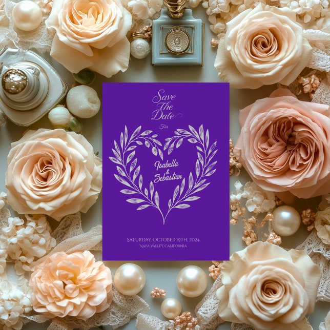 Invitación Púrpura real y plata salvan la fecha (Subido por el creador)