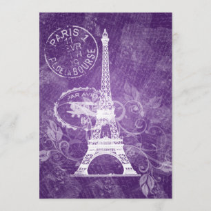 Invitación Púrpura romántica de París de la ducha nupcial