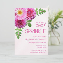 Invitación Púrpura Rosa Dahlia Chica Bebé Sprinkle