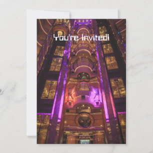 Invitación Púrpura rosa de la era del espacio
