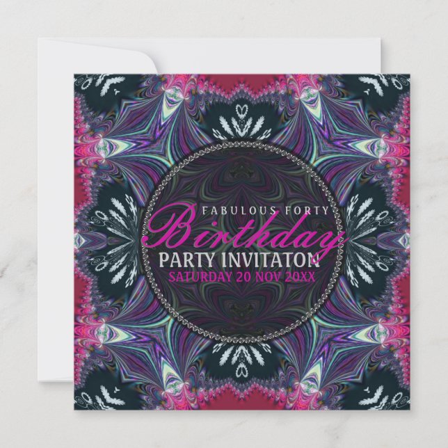 Invitación Púrpura Rosa Fabulous 40 Event Party Invitation (Anverso)