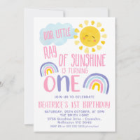 Púrpura Rosa Pequeño Rayo De Sol Primer Cumpleaños
