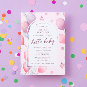 Invitación Púrpura rosa personalizado   Baby Shower de Balloo