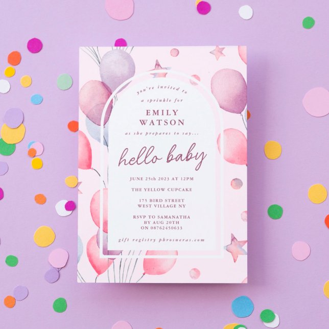 Invitación Púrpura rosa personalizado | Baby Shower de Balloo (Subido por el creador)
