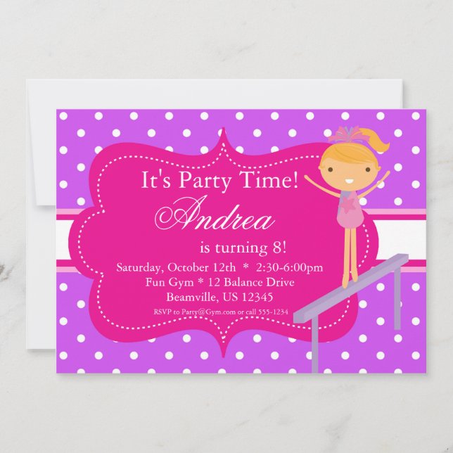 Invitación púrpura rosada de la fiesta de (Anverso)
