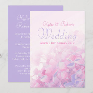 Invitación púrpura rosada floral del boda del
