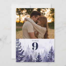 Invitación Púrpura Rustica Pine Tree Forest Número de Tabla