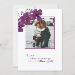 Invitación Púrpura, serás mi chica de flor. Foto de la propue