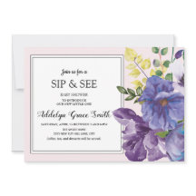 Púrpura Sip Floral Rosa Amarilla Ver Baby Shower