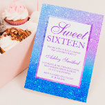 Invitación Púrpura sirena azul purpurina dulce verde azulado<br><div class="desc">Moderna moda de bonito y elegante ducha de purpurina de sirena morada con verde azulado color azul océano purpurina oscuro bloque de color dulce invitación a la fiesta de 16 años.</div>