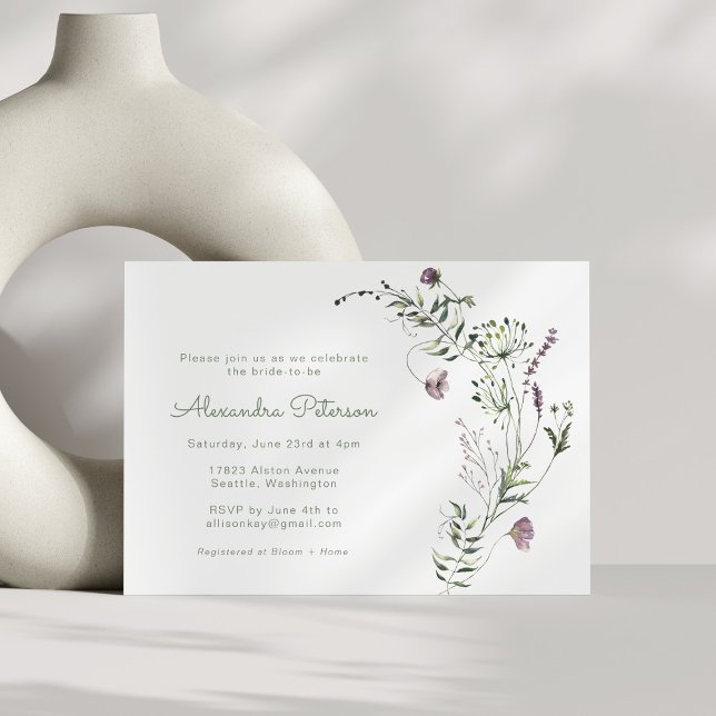 Invitación Púrpura vegetación acuarela Floral Bridal Shower (Subido por el creador)
