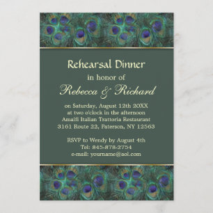 Invitación púrpura verde de la cena del ensayo del