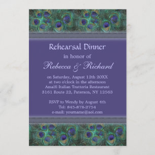 Invitación púrpura verde de la cena del ensayo del