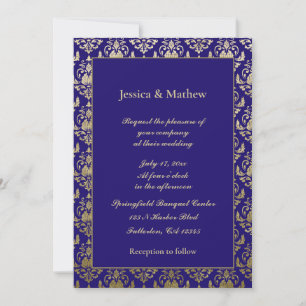 Invitación Púrpura violeta y patrón oro   Boda moderno