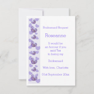 Invitación Púrpura Wisteria Heart Design Bridesmaid Request