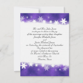 Invitación púrpura y blanca de la boda del copo de