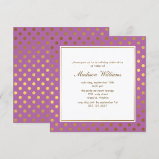 Invitación Púrpura y dorada ducha marital moderna