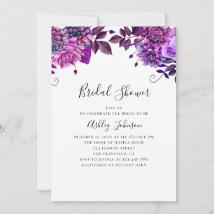 Invitación Púrpura y ducha de novia floral lilaca