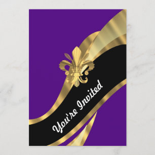 Invitación Púrpura y flor de lis del oro