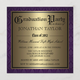 Invitación Púrpura y graduación del oro