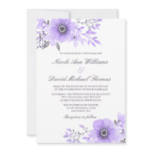 Púrpura y gris acuarela Anemone Boda