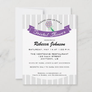 Invitación Púrpura y gris con ducha de novias Bouquet