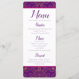 Invitación Púrpura y menú del oro