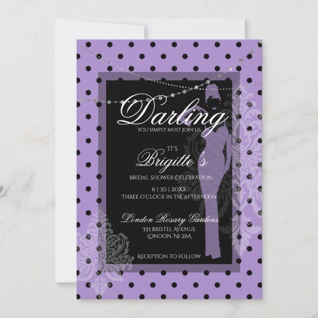 Invitación púrpura y negra (Anverso)