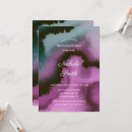 Invitación Púrpura y Turquesa Abstracto Brunch y Burbujeante