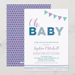 Invitación Púrpura y Verde azulada   Baby Shower, Chica de ti